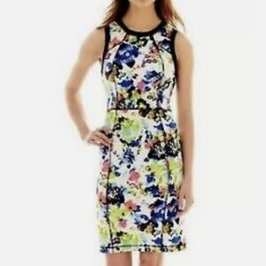 🎉Nicole Miller Multi Color Floral Sleeveless Sheath Dress S EUC